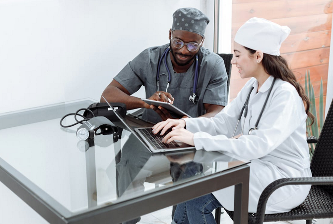 two doctors talking